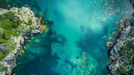 aerial shot bodies of clear water, copy and text space, 16:9