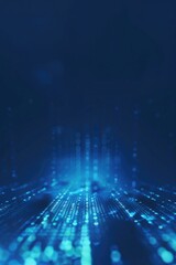 Business or medical science abstract neutral digital technology dark blue glowing copyspace backround with lights and perspective 