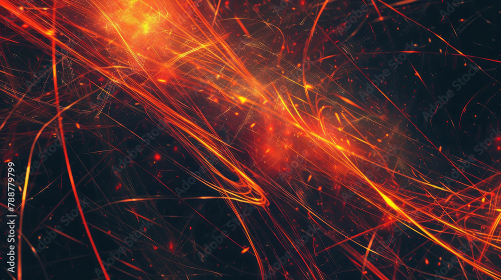 Poster Abstract fiery particle trails background