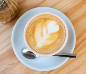 Foto op Plexiglas Cup of cortado coffee, espresso-based drink that have Spanish origins, served in local cafe in Spain © JackF