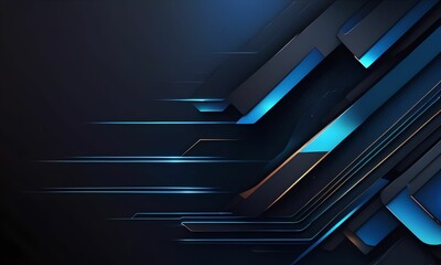 Obraz premium black wallpaper with blue 3D shapes. modern and futuristic graphics.