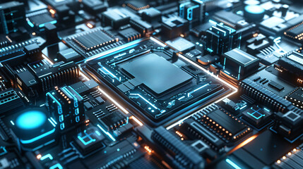 Fototapeta premium Circuit board close-up. Technology background. 