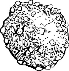 Chouquettes french pastries sweets hand drawn vector illustration for poster, print, home decoration, menu cover, invitation, design template.