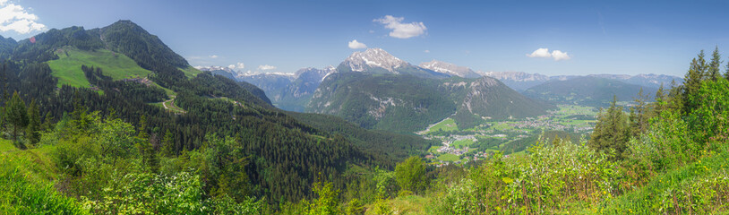 View of mountain valley near Jenner mount in Berchtesgaden National Park, Alps