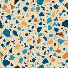Terrazzo flooring vector seamless pattern. Italian terrazzo mosaic texture. Terrazzo seamless print tile. Concrete, granite, cement terrazo template. Terrazzo Floor material. Particles pebble, glass.