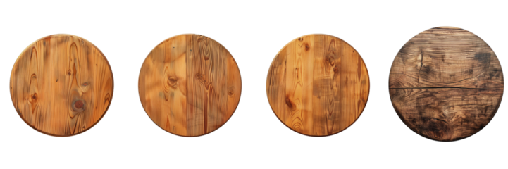 Set of a big wooden circle on a ,transparent background