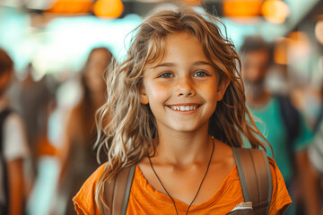 Young Girl Smiles With Backpack
