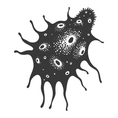 Silhouette amoeba animal black color only