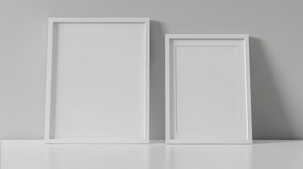 white blank frames against a chic gray background, their sleek design and modern appeal showcased in cinematic high resolution photography.