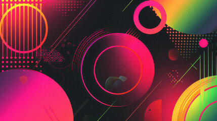 Futuristic wallpaper with glowing neon circles and dynamic elements