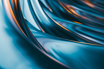 Dynamic Blue and Copper Flowing Abstract - obrazy, fototapety, plakaty