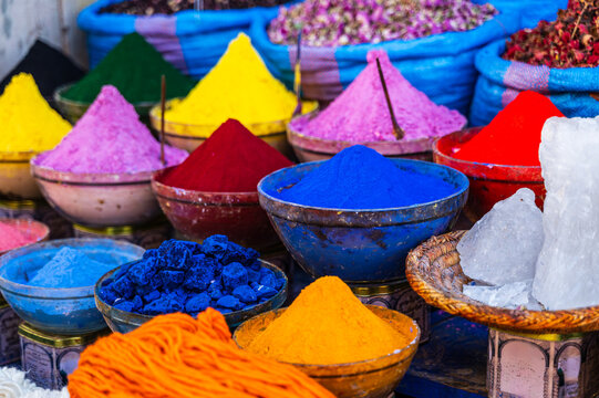 Vibrant colors of Moroccan spice market