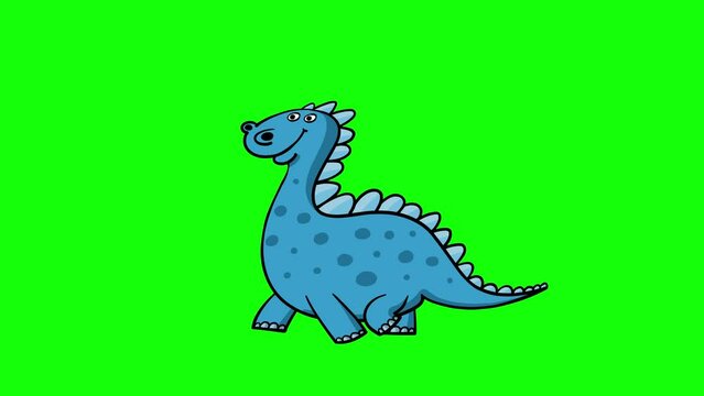 Cartoon dinosaur 01 walking cycle green screen. Cute 2d hand made prehistoric violet animal character animation good for any use. 
