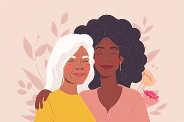 An adult daughter and her aging mother share a tender moment smiling, reflecting the joy and bond of their relationship.