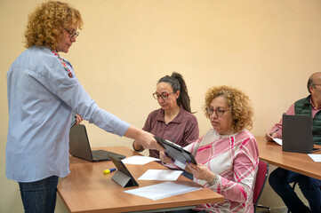 Lifelong learning concept with senior students in class