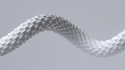 looping 3d animation, curvy flexible albino snake slides endlessly, isolated on white background. Dragon scales texture - Powered by Adobe
