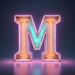 neon vintage retro letter M