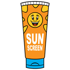 Sunscreen - A bottle of Sunscreen cream for the beach.