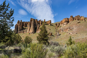 Beautiful rock formations at the John Day Fossil Beds National Monument in Oregon, Clarno Unit