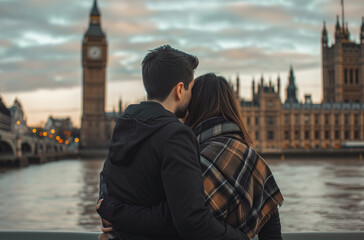 Fototapeta premium Couple's Embrace Overlooking London Skyline