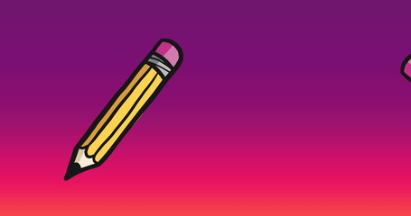A cartoon pencil floating against gradient background - 788804701