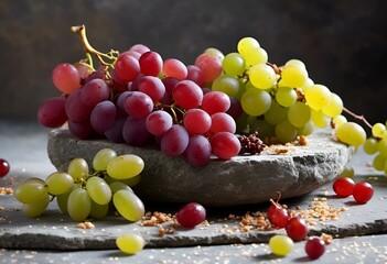 AI generated illustration of fresh grapes on the table