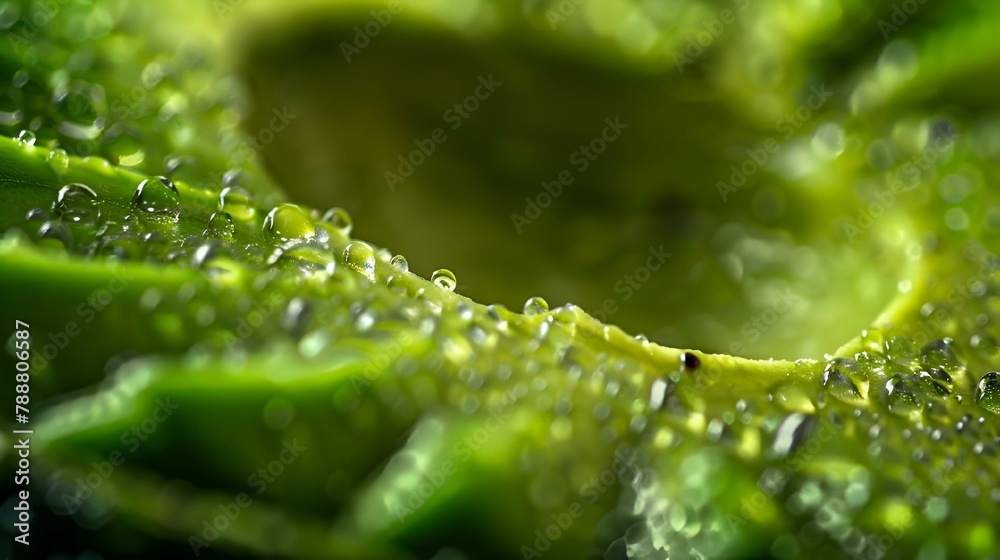 Poster ai generated illustration of a close-up of water droplets on an avocado