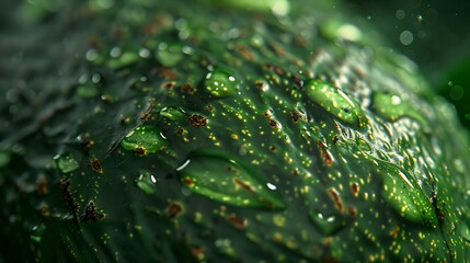 AI generated illustration of a close-up of water droplets on an avocado