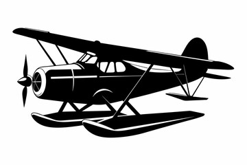 seaplane silhouette vector illustration