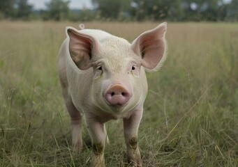 AI-generated illustration of a pig in a green field