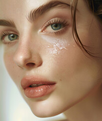 Fototapeta premium Portrait of beautiful natural woman with perfect healthy skin
