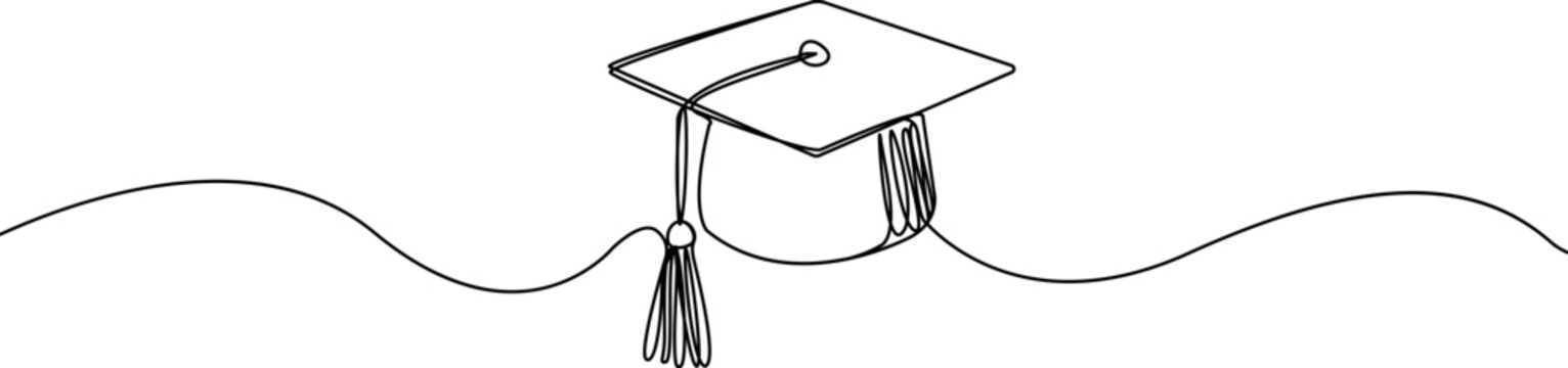 recommend clip art: Graduation hat cap one continuous line.Academic cap line art.Student hat  one line drawing.Single continuous line art of  graduation cap.