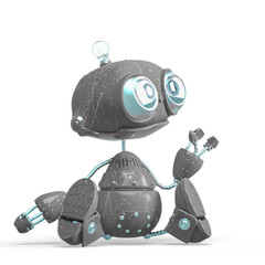 cute bot is sitting down and also it is looking up - 788808784