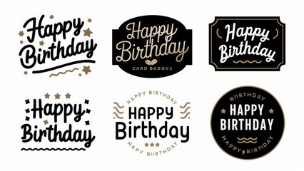 Fototapeta premium happy birthday vector style label