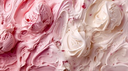 vanilla and strawberry ice cream texture 