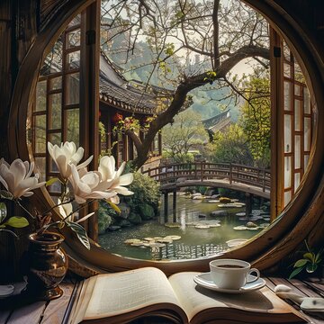 Spring Serenity: Through the Ancient Window