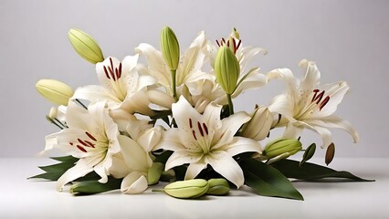 Pure Blooms: Lily Flowers Against White Background