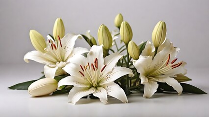 Pure Blooms: Lily Flowers Against White Background