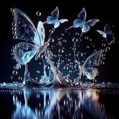 Luminous Aquatic Dance Butterfly - obrazy, fototapety, plakaty