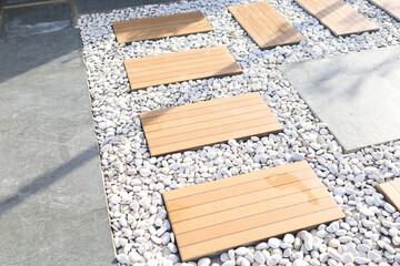 Texture of white pebbles on the ground. pebbles for garden decoration