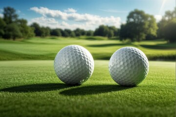 Fototapeta premium Golfball auf dem Grün
