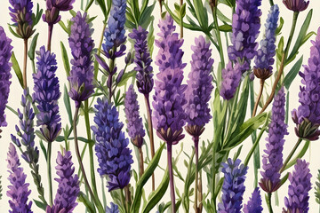 An illustration of a lavender flower in watercolor style. - obrazy, fototapety, plakaty