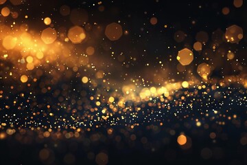 mesmerizing abstract black background with golden bokeh light effects digital art