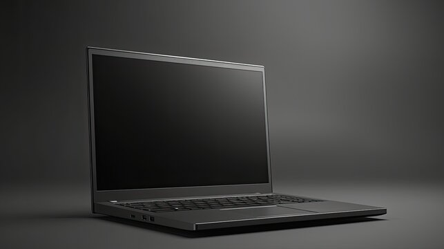 Laptop open on a dark background. 3D illustration.