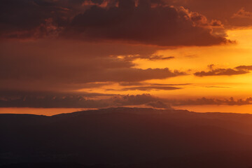 Silhouette of Serra da Estrela at Sunset