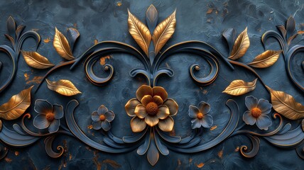 アールデコ調の幾何学的な花紋様のテクスチャ背景