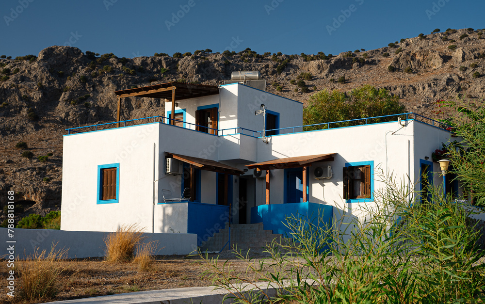 Wall mural snow-white villa in mediterranean style.