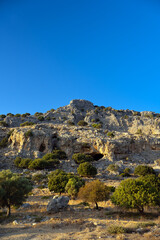 Fototapeta na wymiar Beautiful mountain hills in Rhodes, Greece.