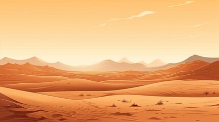Fototapeta premium This is a beautiful landscape of a desert. The warm colors of the sand and sky create a peaceful and serene scene.