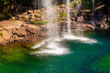 Fototapeta na wymiar Krang Shuri Waterfalls, Krang Suri Rd, Umlārem, Meghalaya, India, Most beautiful Falls in Meghalaya